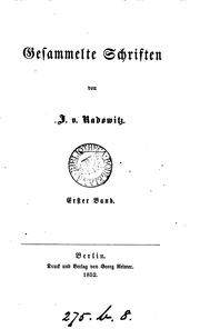 Cover of: Gesammelte Schriften by Joseph Maria Ernst Christian Wilhelm von Radowitz
