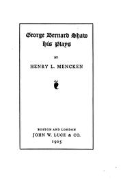 Cover of: George Bernard Shaw: his plays.