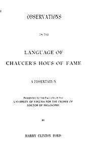 Cover of: Observations on the language of Chaucer