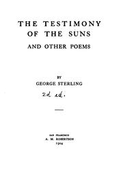 Cover of: The testimony of the suns, and other poems