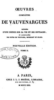 Cover of: Œuvres complètes de Vauvenargues.