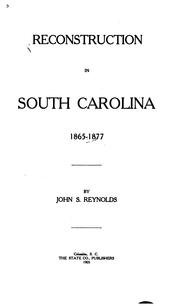 Cover of: Reconstruction in South Carolina, 1865-1877.