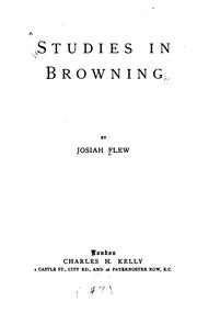 Cover of: Studies in Browning. by Josiah Flew