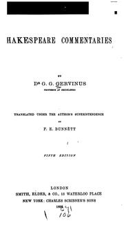 Cover of: Shakespeare commentaries. by Gervinus, Georg Gottfried