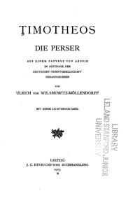 Cover of: Die Perser. by Timotheus of Miletus
