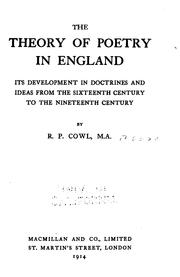 Cover of: The theory of poetry in England