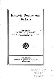 Cover of: Historic poems and ballads