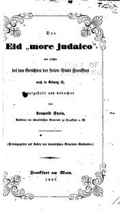 Cover of: Der Eid "more judaico," wie solcher bei den Gerichten der freien Stadt Frankfurt noch in Uebung ist