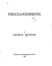 Cover of: Paralellogrammaton. by Wither, George