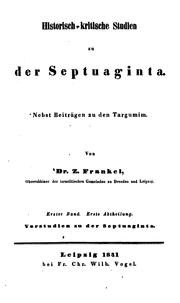 Cover of: Historisch-kritische Studien zu der Septuaginta.