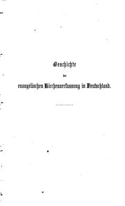 Cover of: Geschichte der evangelischen Kirchenverfassung in Deutschland.