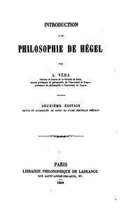 Cover of: Introduction à la philosophie de Hégel. by Augusto Vera, Augusto Vera