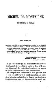 Cover of: Michel de Montaigne, son origine, sa famille by Théophile Malvezin