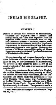 Cover of: Indian biography: or, An historical account of those individuals who have been distinguished among the North American natives as orators, warriors, statemen, and other remarkable characters.