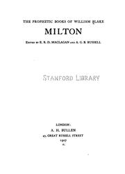 Cover of: The prophetic books of William Blake: Milton. by William Blake