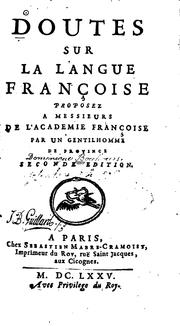 Cover of: Doutes sur la langue françoise.