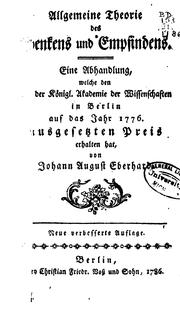 Cover of: Allgemeine Theorie des Denkens und Empfindens. by J. A. Eberhard
