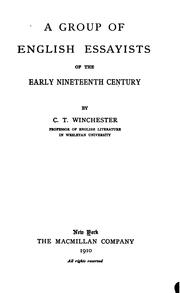 Cover of: A group of English essayists of the early nineteenth century. by C. T. Winchester