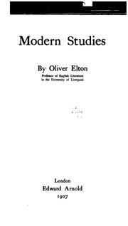 Cover of: Modern studies. by Elton, Oliver