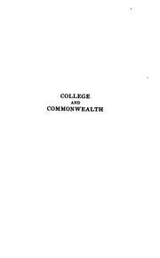 Cover of: College and commonwealth, and other educational papers and addresses.