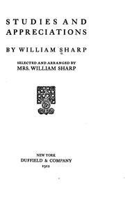Cover of: Studies and appreciations. by Sharp, William