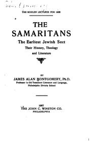 Cover of: The Samaritans; the earliest Jewish sect by James A. Montgomery, James A. Montgomery