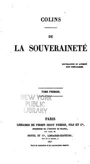 De la souveraineté by Jean Guillaume César Alexandre Hippolyte Colins