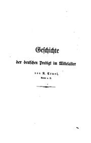 Cover of: Geschichte der deutschen Predigt im Mittelalter. by Rudolf Cruel