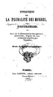 Cover of: Entretiens sur la pluralité des mondes by Fontenelle M. de