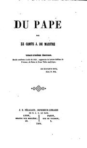 Cover of: Du pape by Joseph Marie de Maistre