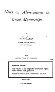Cover of: Notes on abbreviations in Greek manuscripts