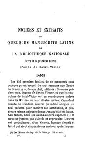 Cover of: Notices et extraits de quelques manuscrits latins de la Bibliothèque nationale