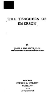 Cover of: The teachers of Emerson by John Smith Harrison