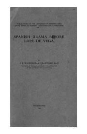 Cover of: Spanish drama before Lope de Vega.