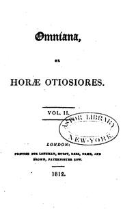Cover of: Omniana: or Horae otiosiores