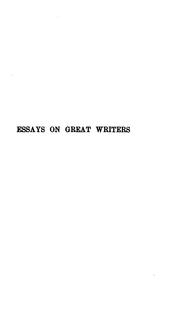 Cover of: Essays on great writers.