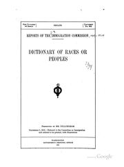 Cover of: Dictionary of races or peoples.