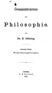 Cover of: Wirklichkeitsphilosophie by Eugen Karl Dühring