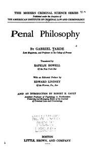 Cover of: Penal philosophy by Gabriel de Tarde