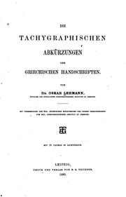 Die tachygraphischen Abkürzungen der griechischen Handschriften by Oskar Lehmann