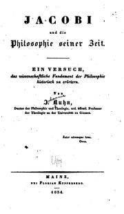 Cover of: Jacobi und die Philosophie seiner Zeit. by Johannes von Kuhn