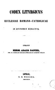 Cover of: Codex liturgicus ecclesiae universae in epitomen redactus.