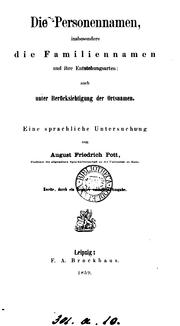 Cover of: Die Personennamen by August Friedrich Pott