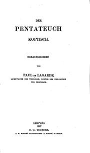 Cover of: Der Pentateuch koptisch. by Hrsg. von Paul de Lagarde.
