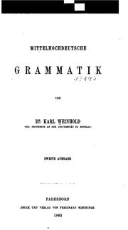 Cover of: Mittelhochdeutsche Grammatik. by Karl Weinhold, Karl Weinhold