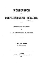 Wörterbuch der ostfriesischen Sprache by J. ten Doornkaat Koolman