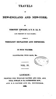 Cover of: Travels in New England and New York. by Dwight, Timothy