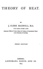 Cover of: Theory of heat. by James Clerk Maxwell