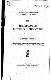 Cover of: The dialogue in English literature. by Elizabeth Merrill