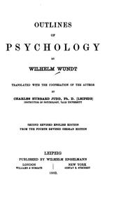 Cover of: Outlines of psychology. by Wilhelm Max Wundt